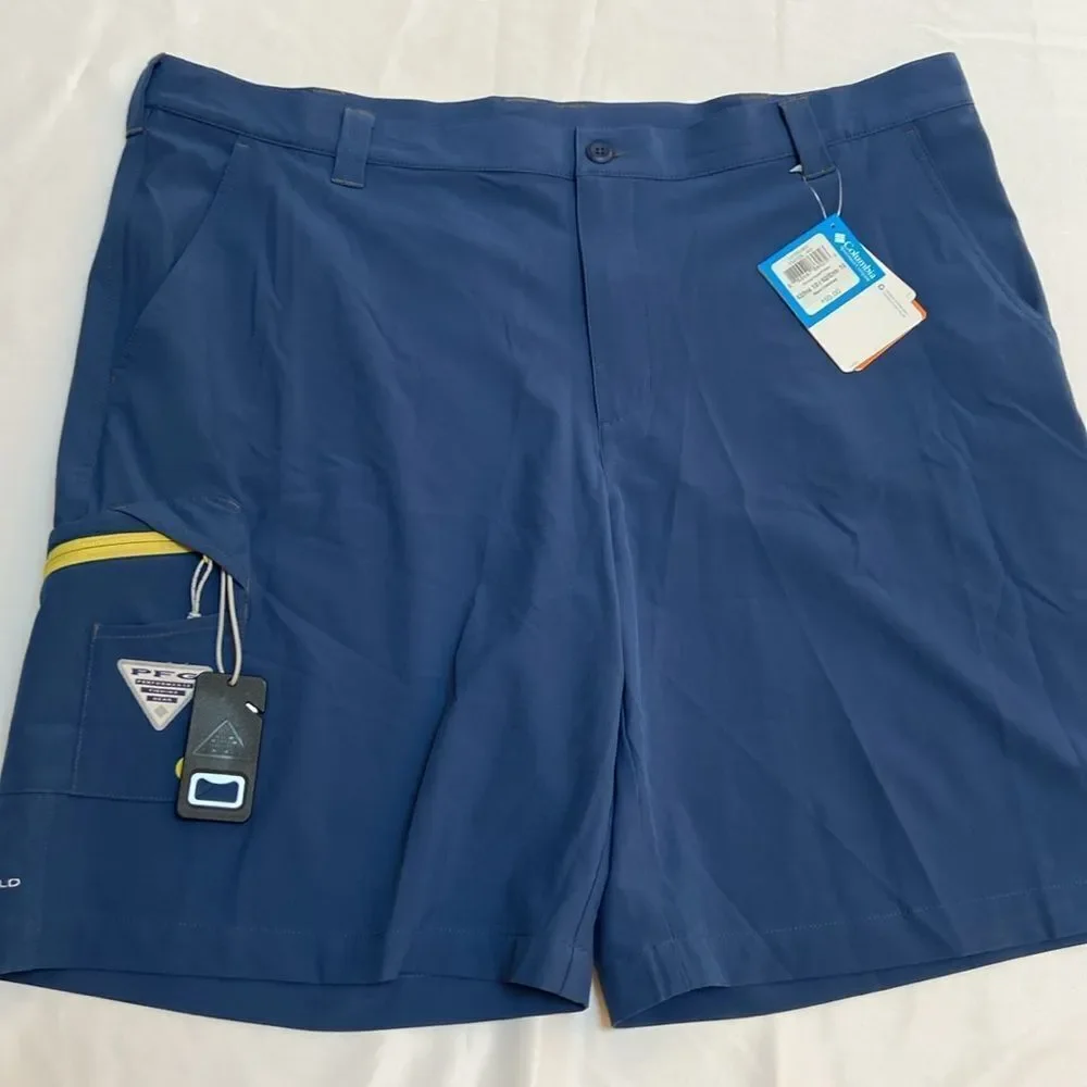 Columbia Navy Shorts with Yellow Detail